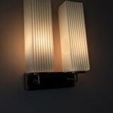 Pair of sconces in opaline and brass