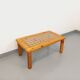 Vintage modernist coffee table in pine and glass from the 70s and 80s.