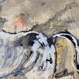 Painting Pierre Catton (1903) "The dance of the horses" HSP cf. B. Buffet + frame