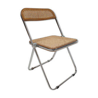 Plia folding chair with woven wicker Giancarlo Piretti for Castelli, 1967
