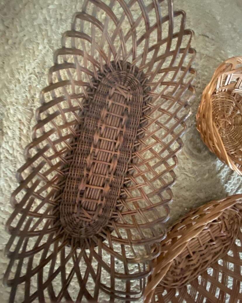 3 matching wicker bread baskets.