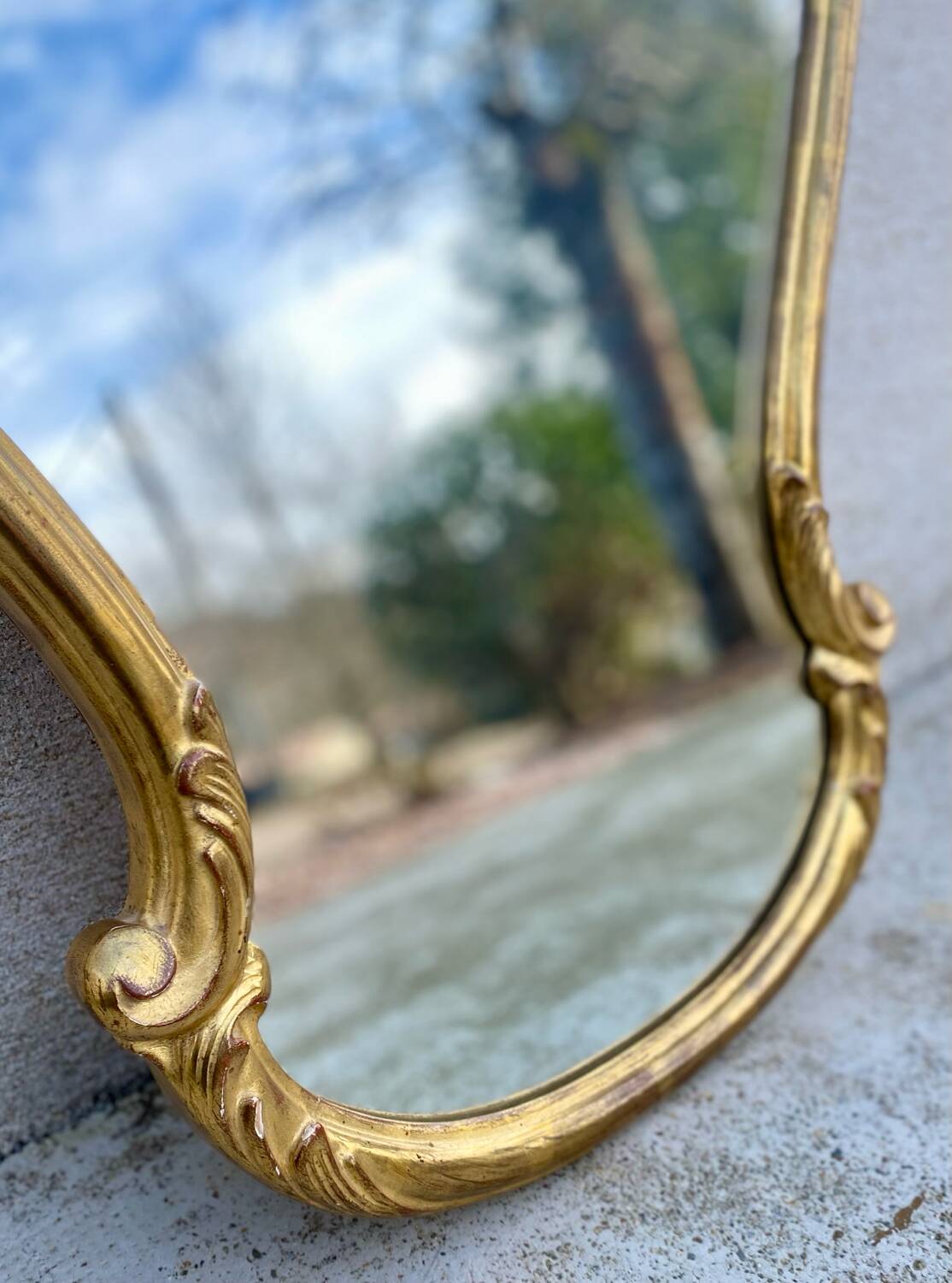 Vintage Louis XV style gilded wood mirror Baroque mirror