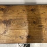 Antique natural wood farm table with 3 drawers