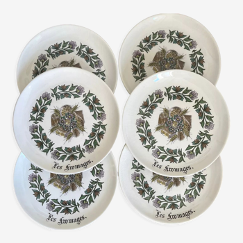 Set of 6 vintage Gien cheese plates