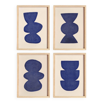 Collection of 4 abstract paintings - paintings signed Eawy