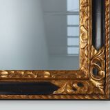 Carved Baroque Black and Giltwood Mirror, France 1850s
