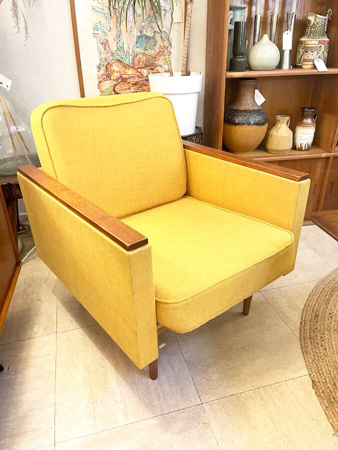 Mustard yellow Scandinavian armchair, 1950