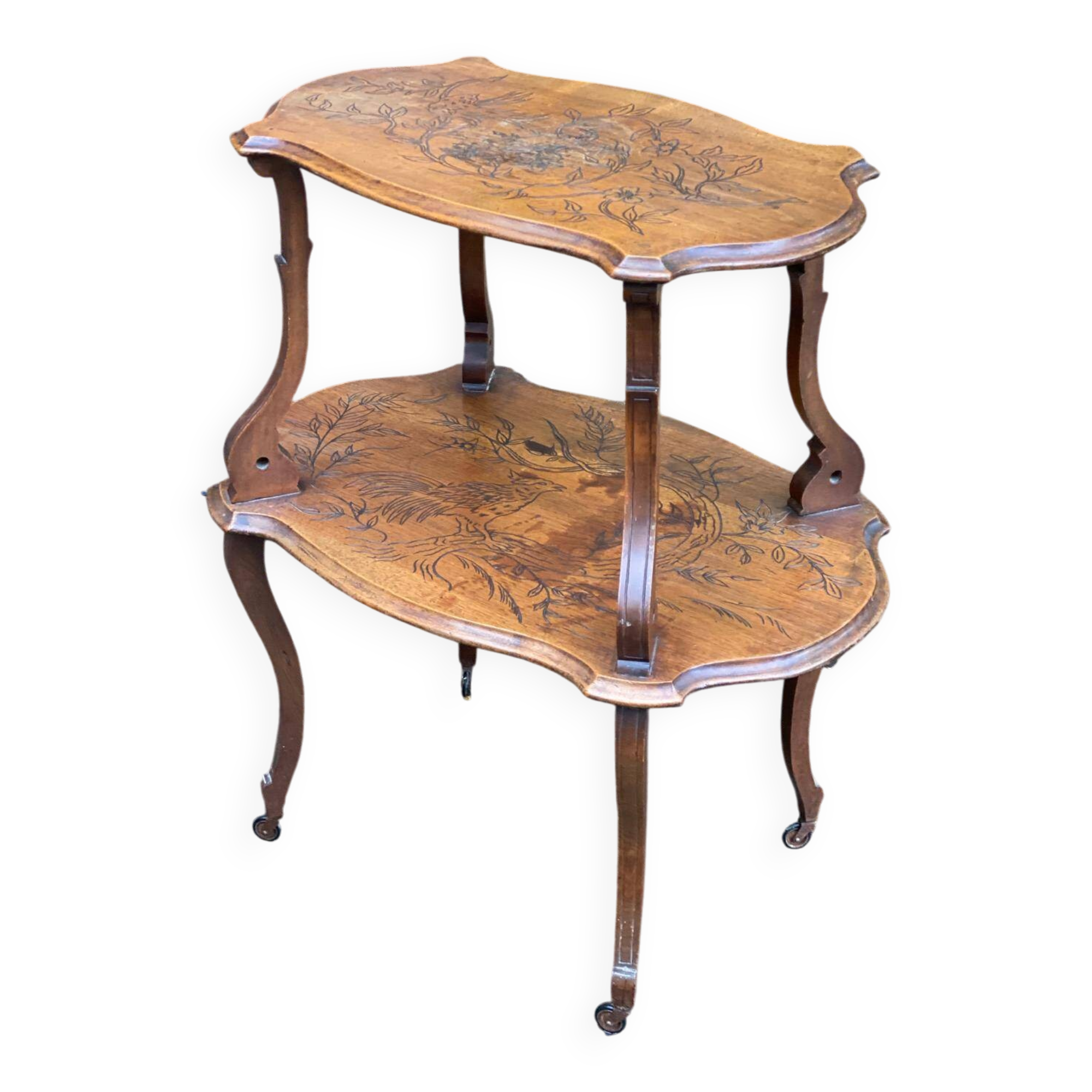 19th century solid wood serving cart