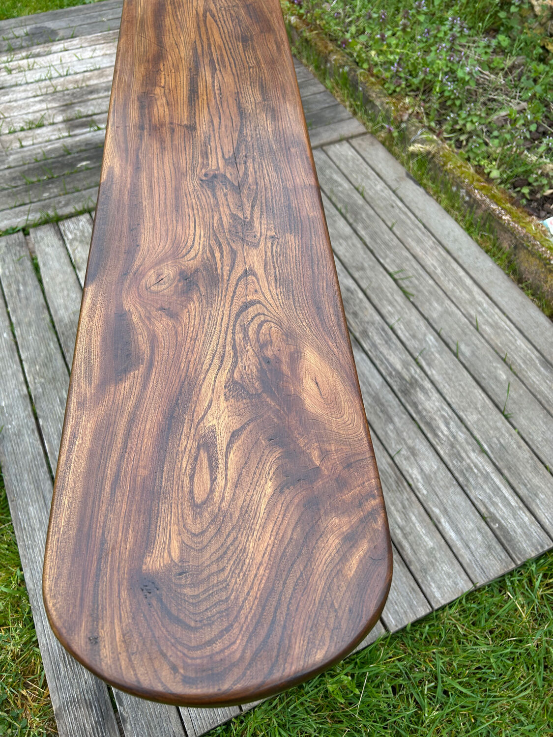 Vintage farmhouse bench in solid oak