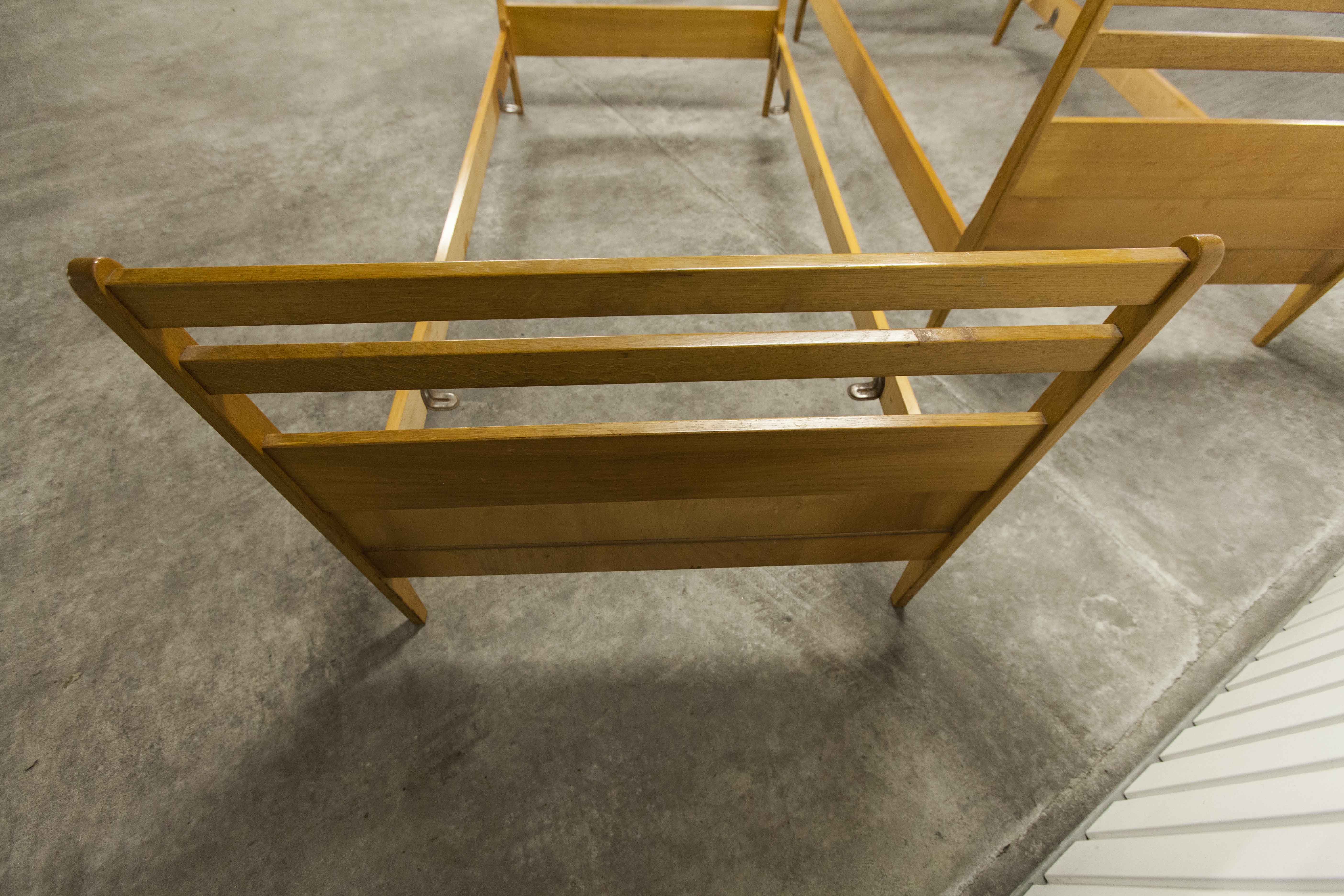 Pair of 1960 Scandinavian twin beds in solid beech