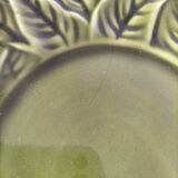 Vintage plate with olive green foliage relief