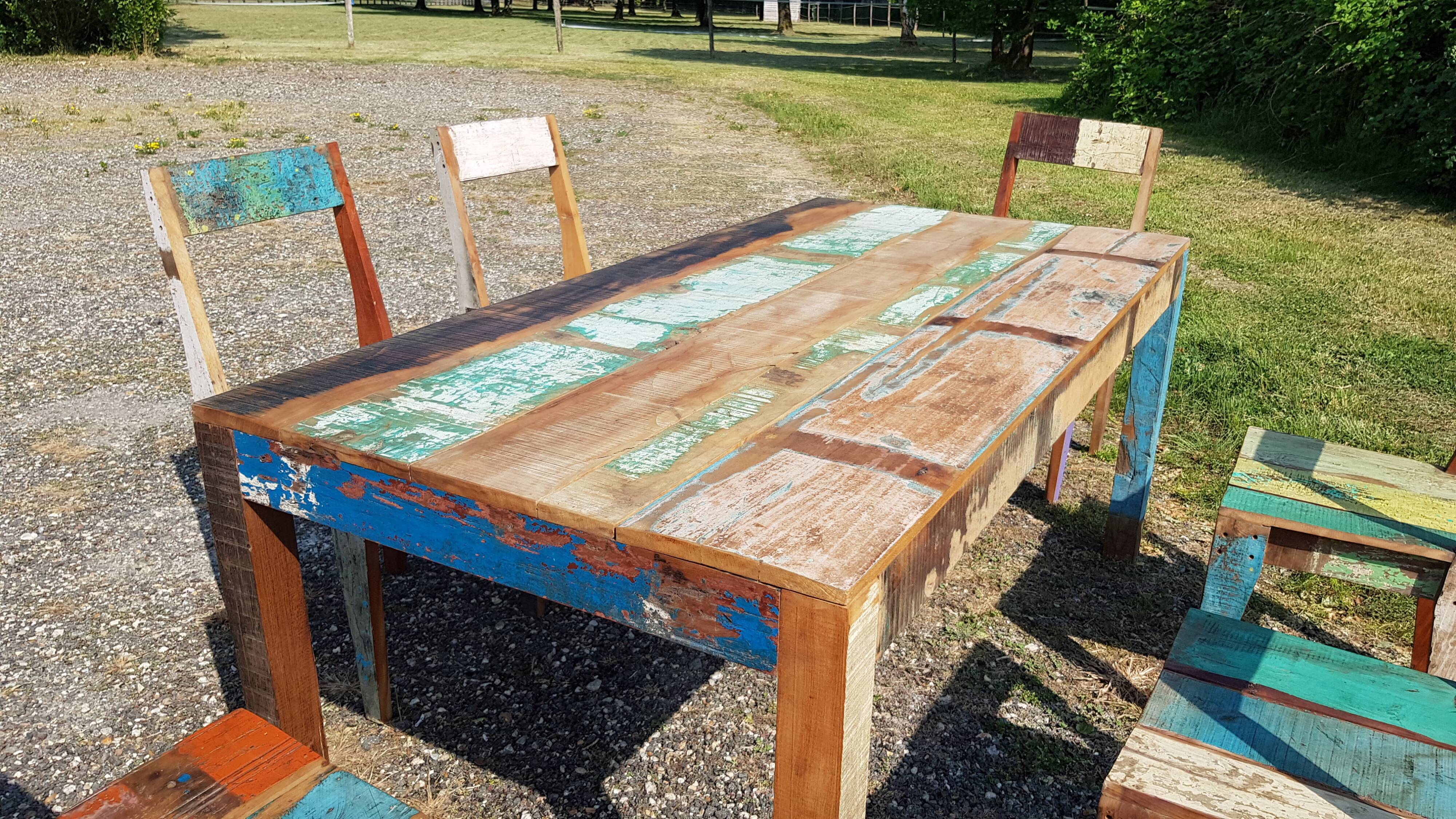 Teak table with 6 chairs