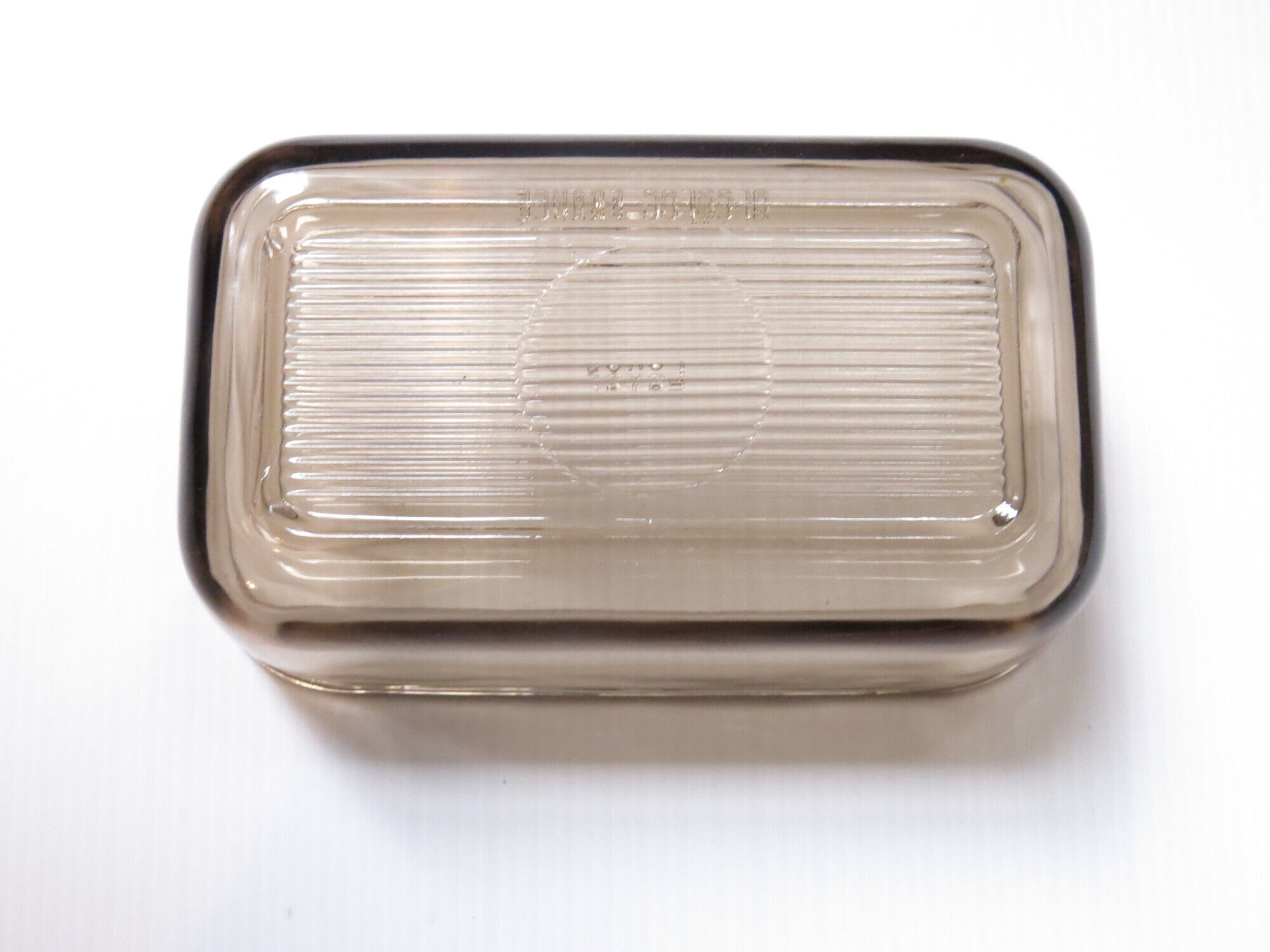 Black amber glass butter dish from lever