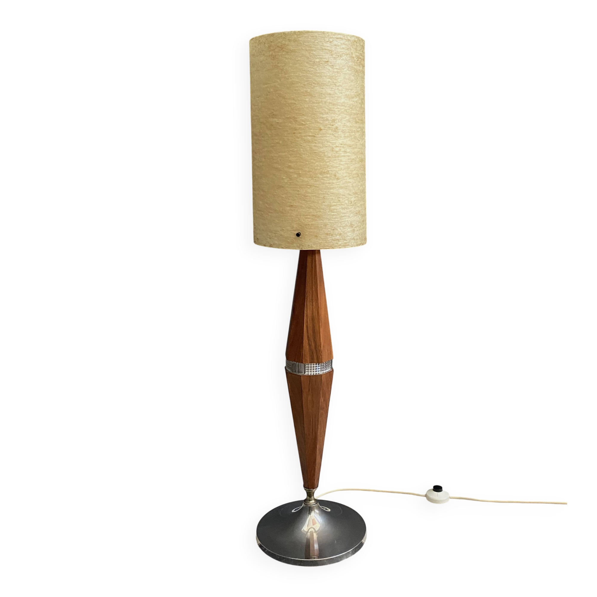 Rare Wood floor lamp with contra diabolo base 1960s