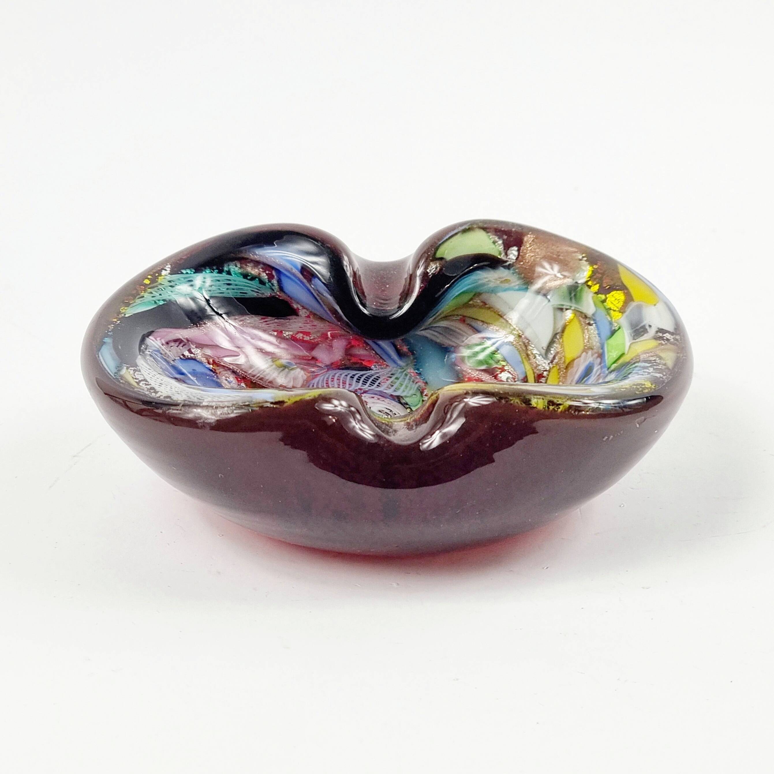 Tutti Frutti Murano Glass Ashtray or Bowl by Dino Martens for Aureliano Toso, Italy, 1950s