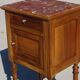 Louis XVI style bedside table in walnut and marble