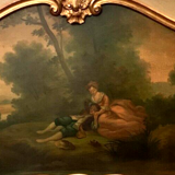 Louis XV style trumeau in patinated and gilded wood XX century