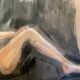 Signed painting, pastel, Chinese ink, portrait of a woman "black sun"