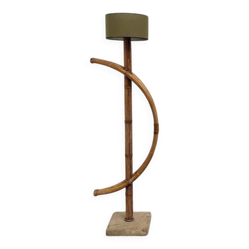 Sculptural floor lamp in bent rattan