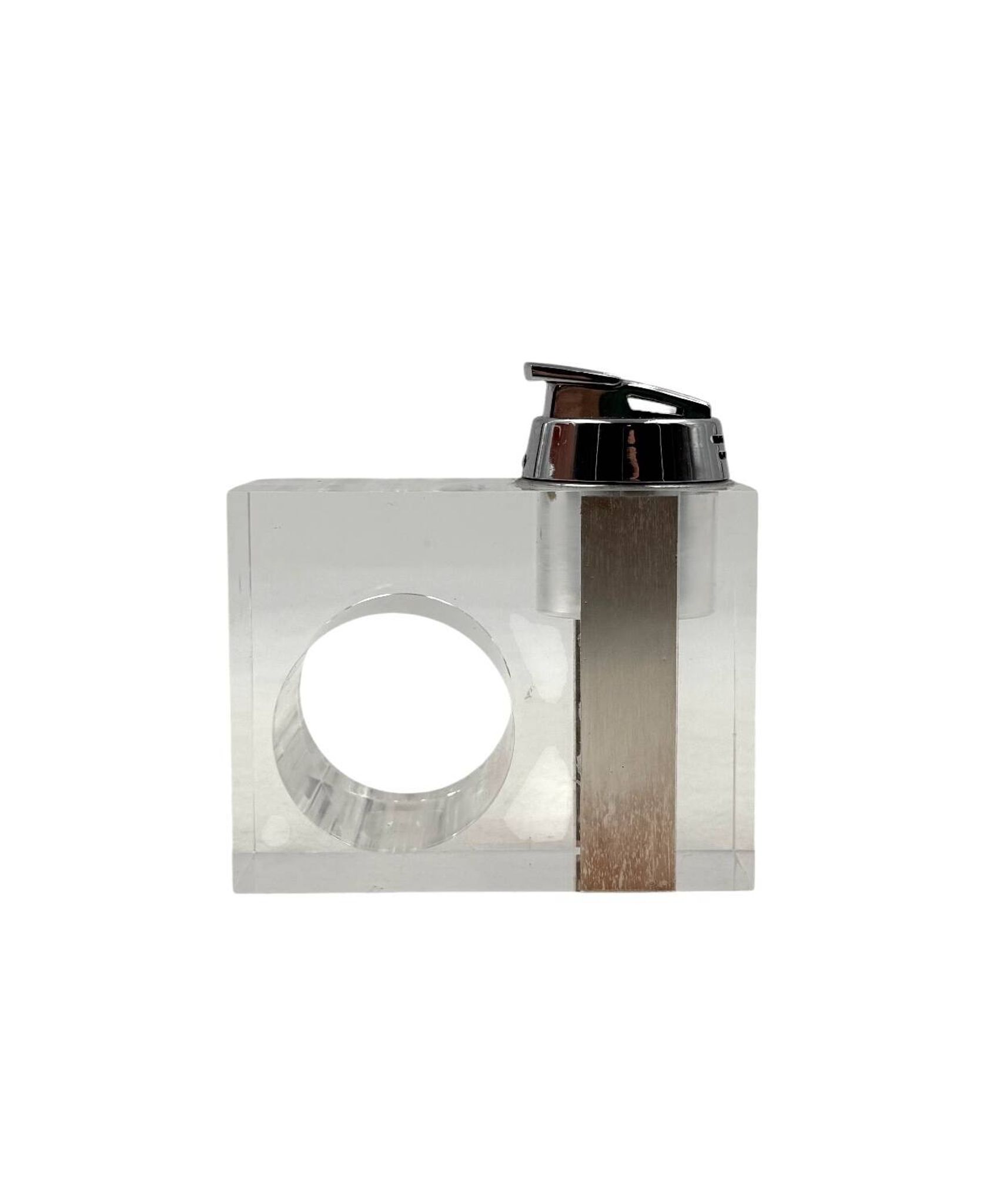 Briquet de table en lucite transparent de l'ère spatiale, Italie des années 1970