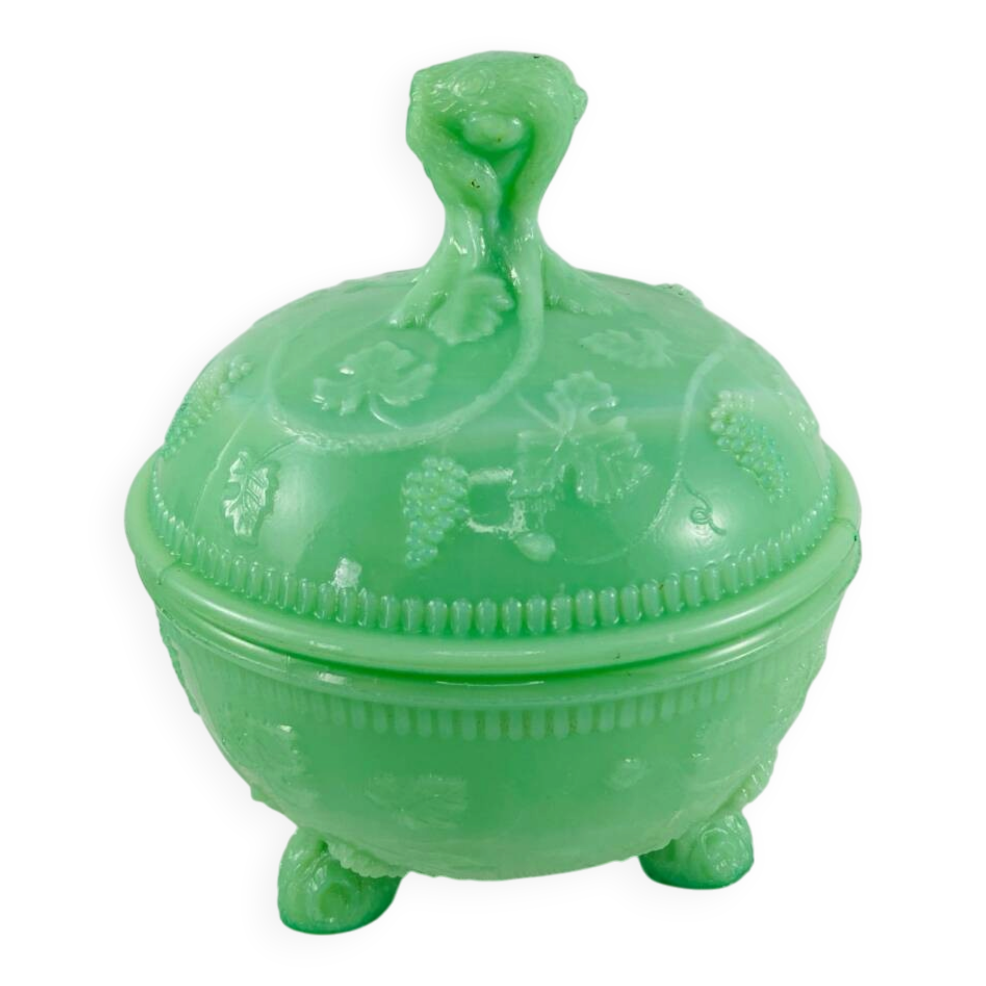 Jade green opaline - Sugar bowl / Bonbonnière - early 20th century