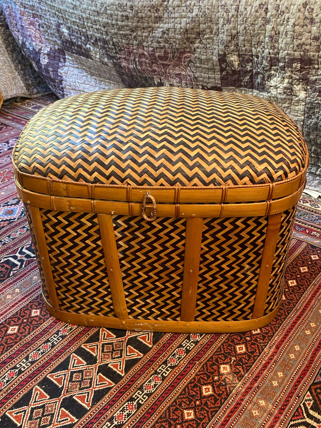 Woven bamboo storage chest