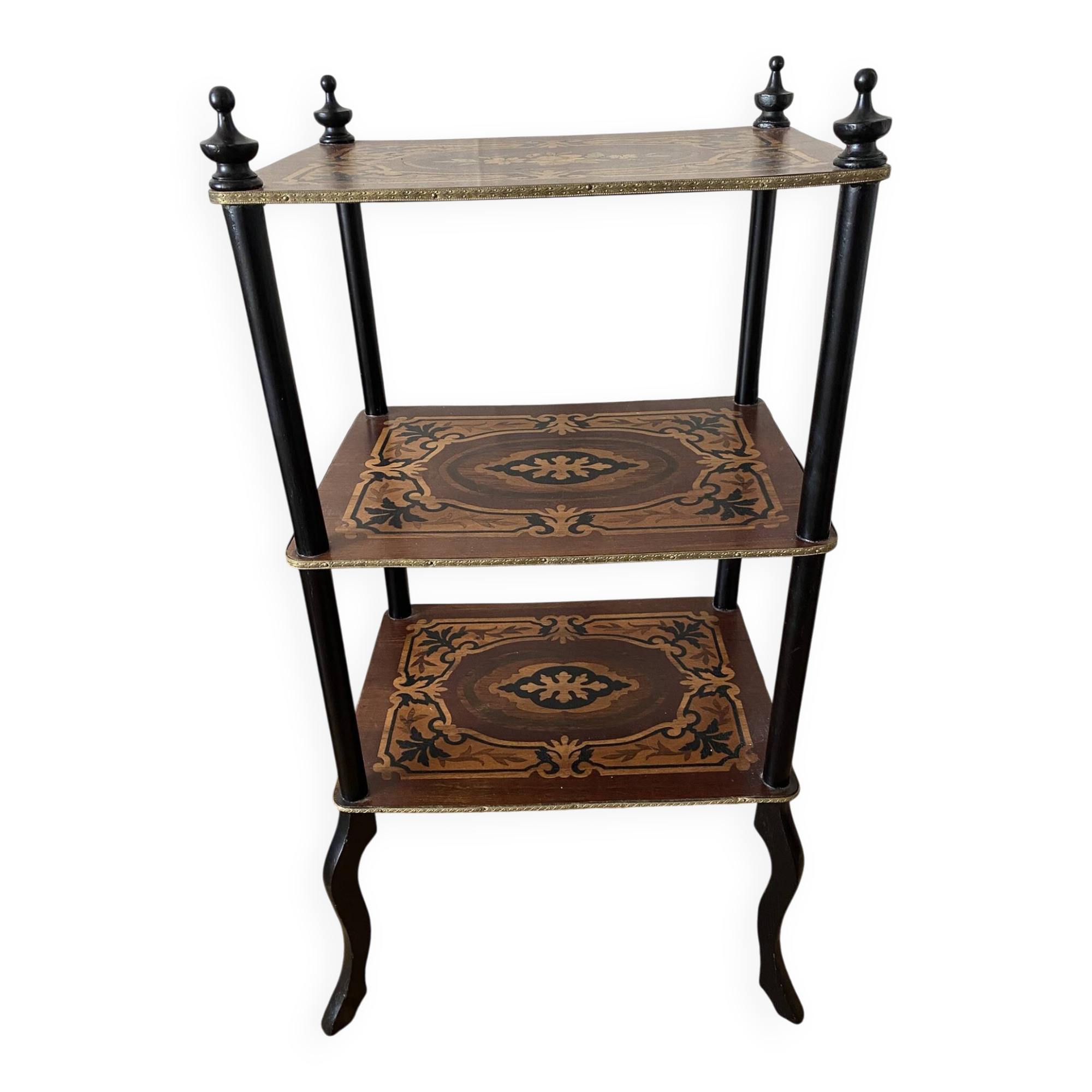 Side table, Napoleon III occasional table with 3 tiers in marquetry.