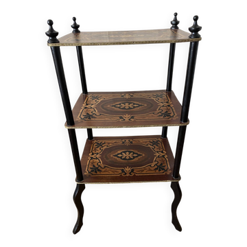 Side table, Napoleon III occasional table with 3 tiers in marquetry.