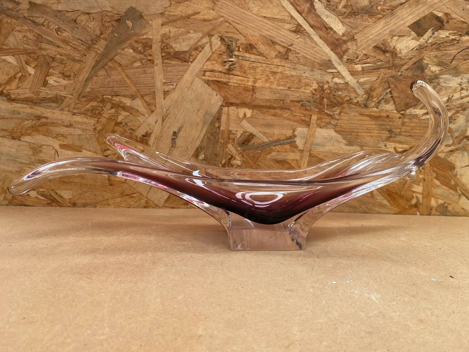 Old Empty Pocket Crystal Cup Purple & Transparent Vintage #B086