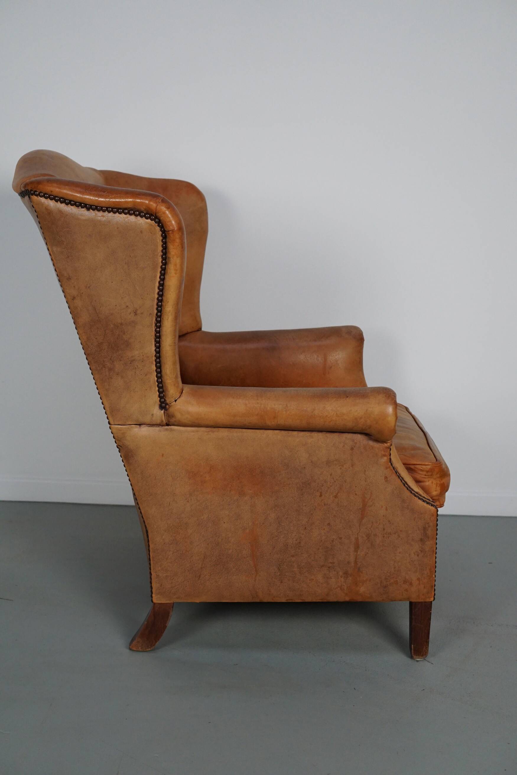 Vintage Dutch cognac coloured leather club chair