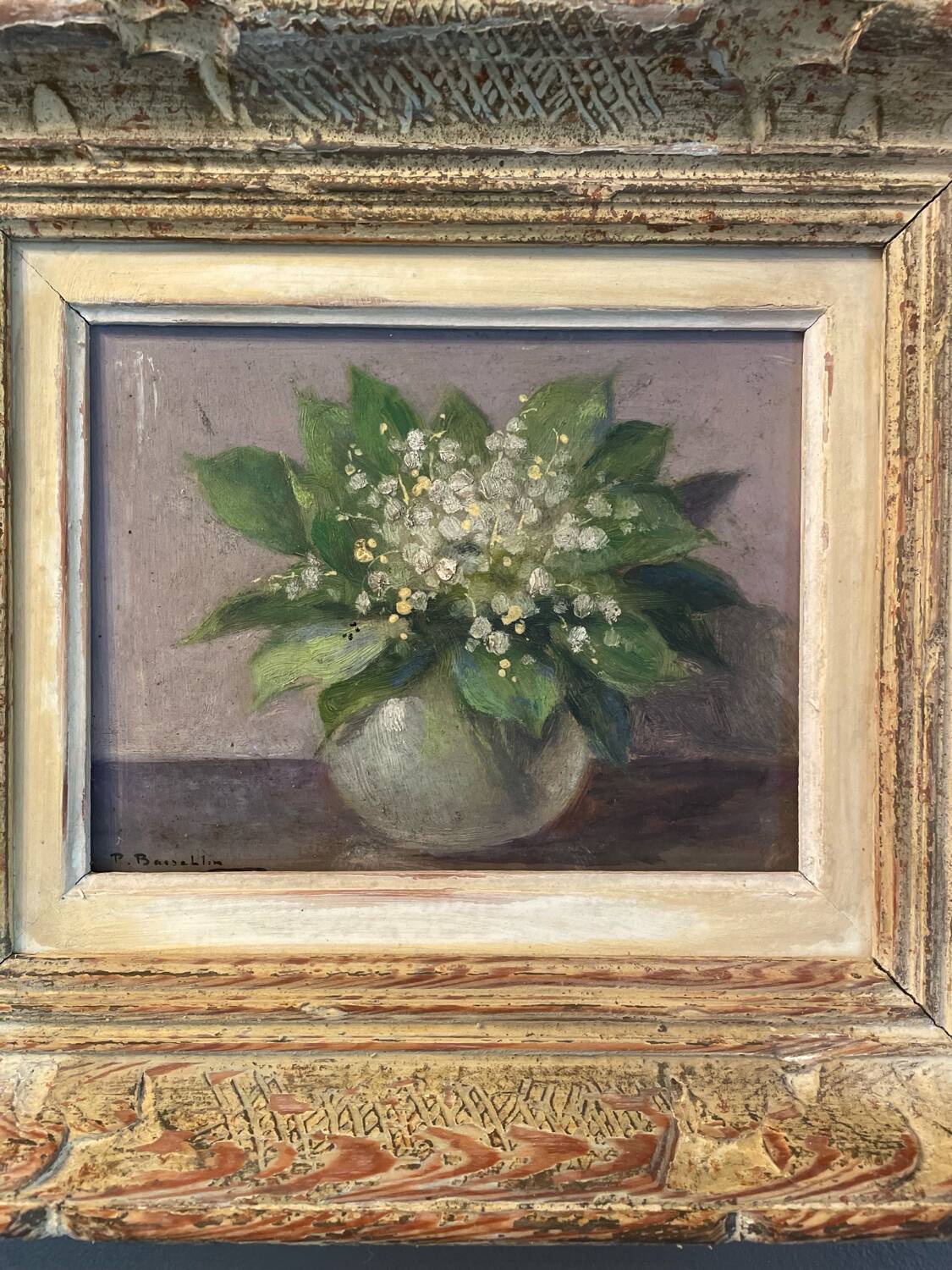 Charming old painting: Bouquet of lily of the valley