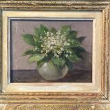 Charming old painting: Bouquet of lily of the valley
