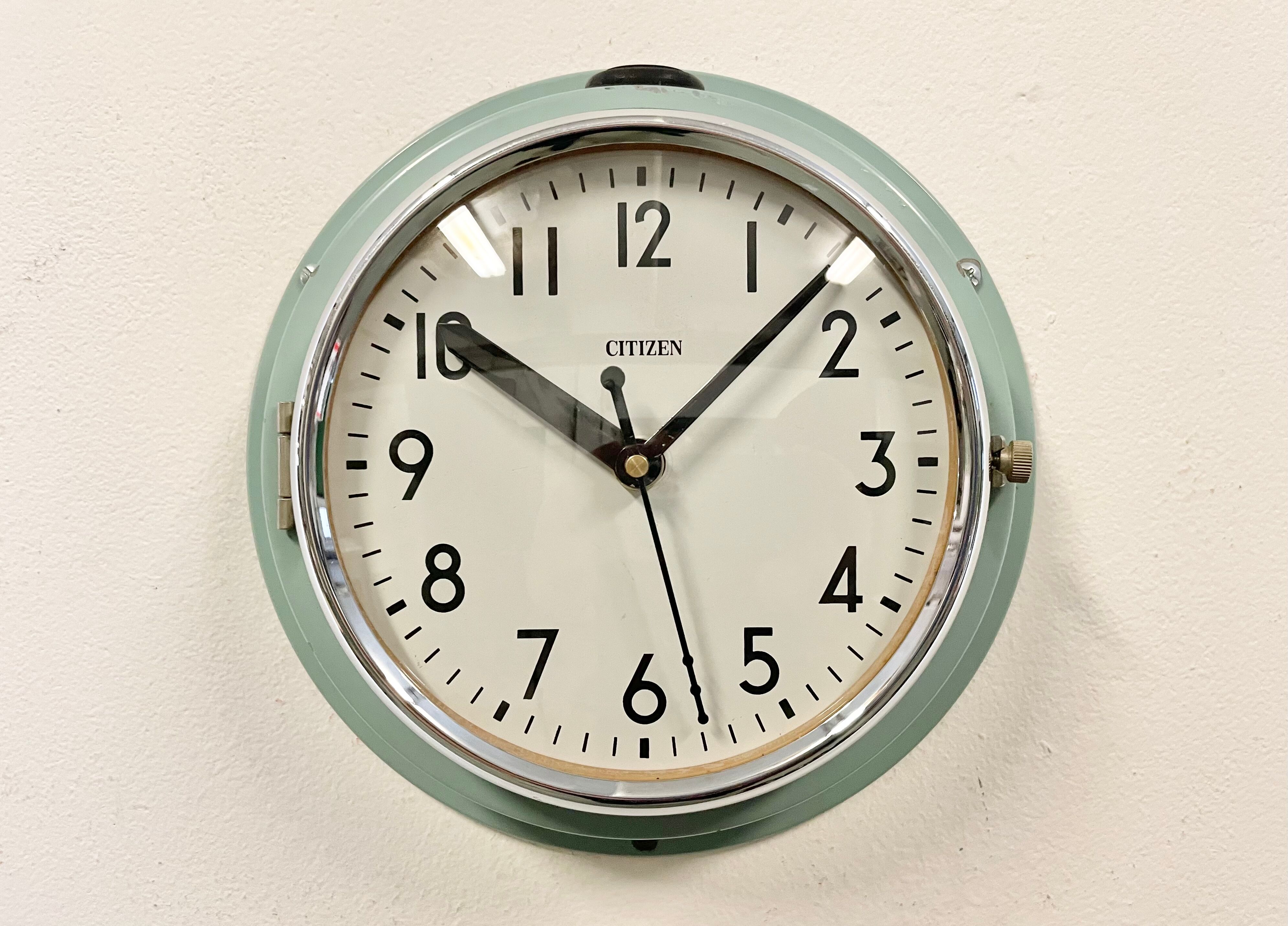 Vintage blue citizen navy wall clock, 1970s