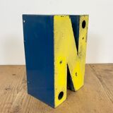 Vintage Yellow Iron Letter N, 1970s