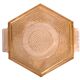 Art Deco hexagonal plate in pressed rose-orange glass, 27cm