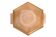Art Deco hexagonal plate in pressed rose-orange glass, 27cm