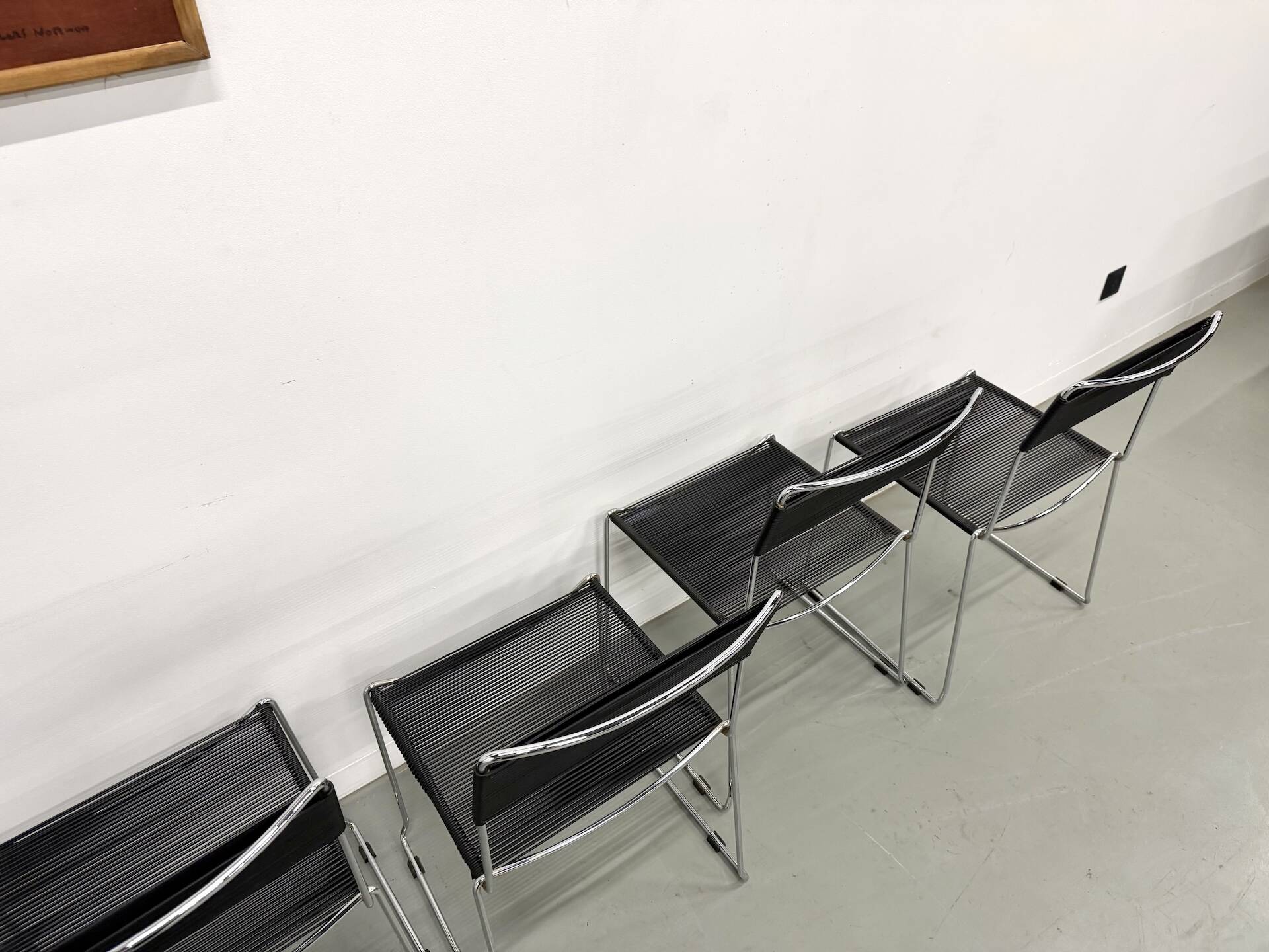 Set of 6 "Spaghetti" Chairs Italian Design 80s – Black & Chrome