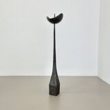 Large 47cm Brutalist Cast Iron Candle Holder by Manfred Bergmeister, Germany 1970