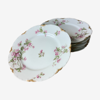 Assiettes Haviland Limoges 1900 décor floral liberty