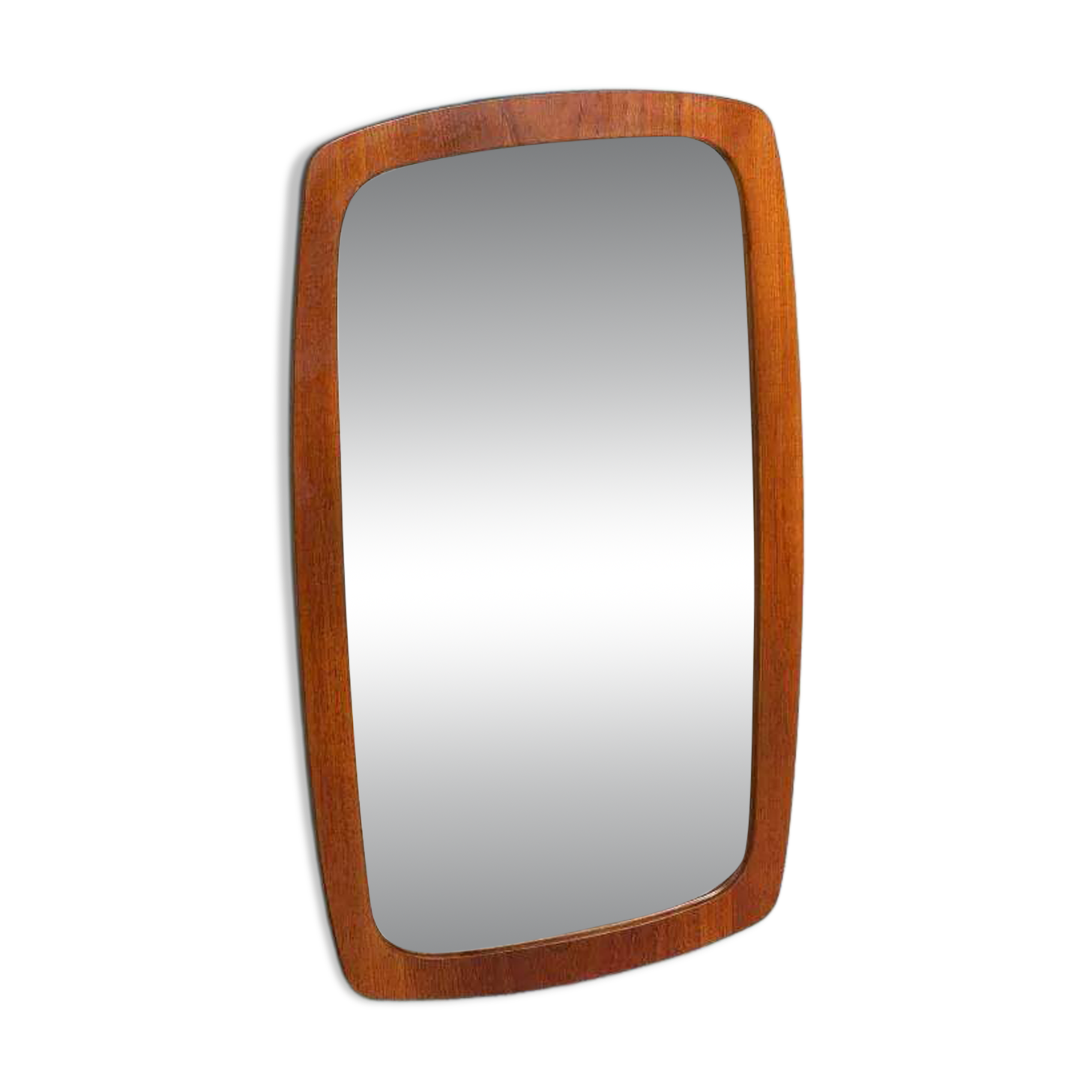 Vintage organic mirror from the 1960s in teak, mid-century mirror.