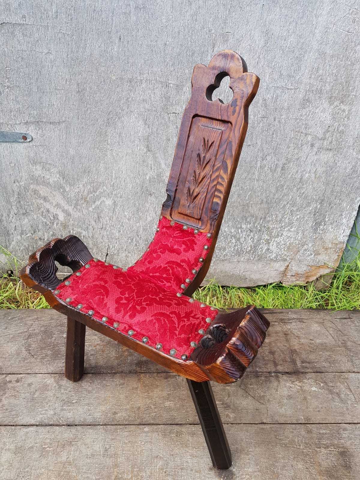 Brutalist chair feet tripodes carved wood