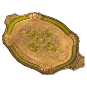 Vintage green wooden decorative plate, Italy, 1960s