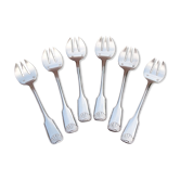 6 fourchettes à huitres métal argenté modèle coquille