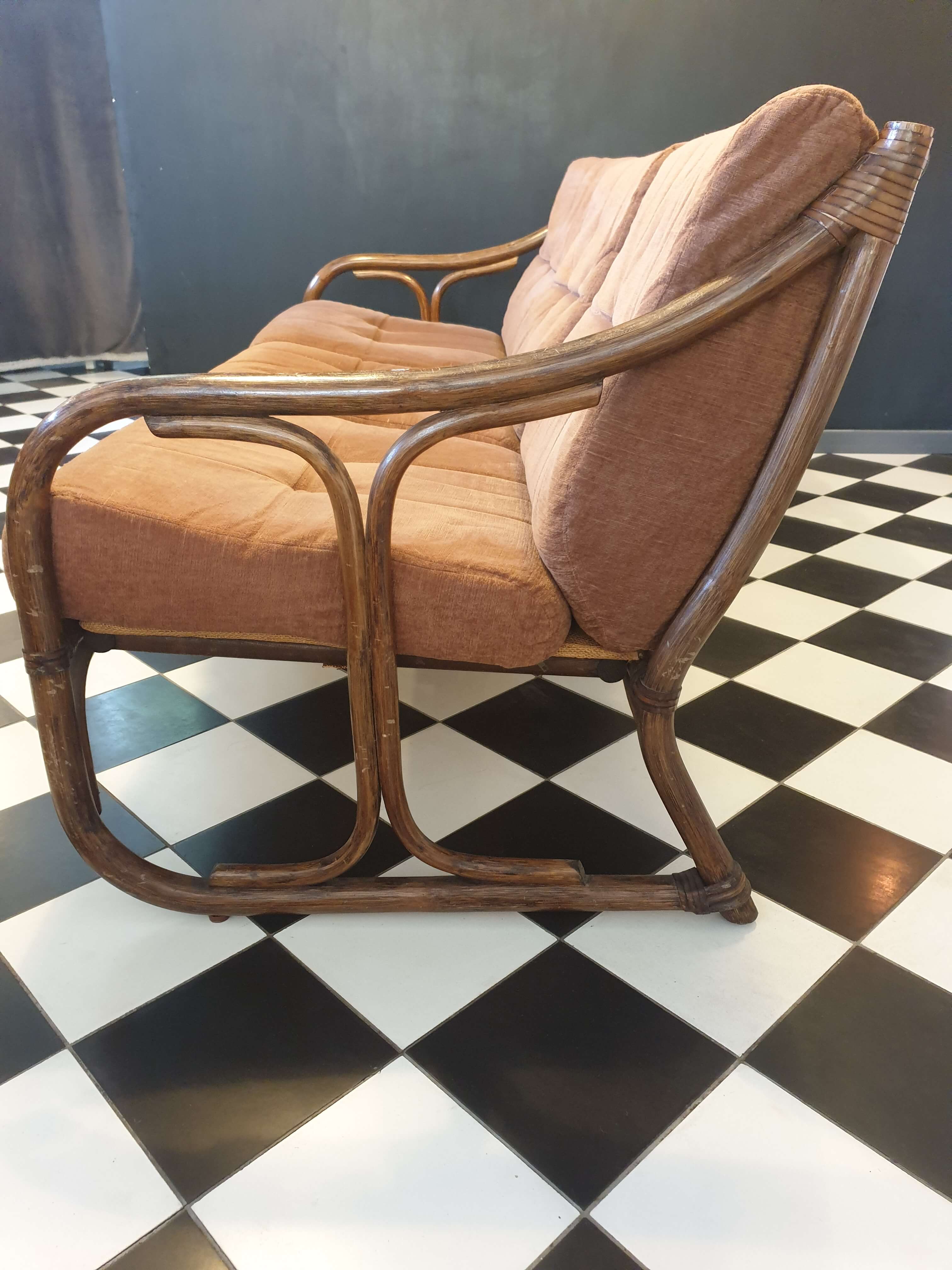 3-seater bamboo sofa