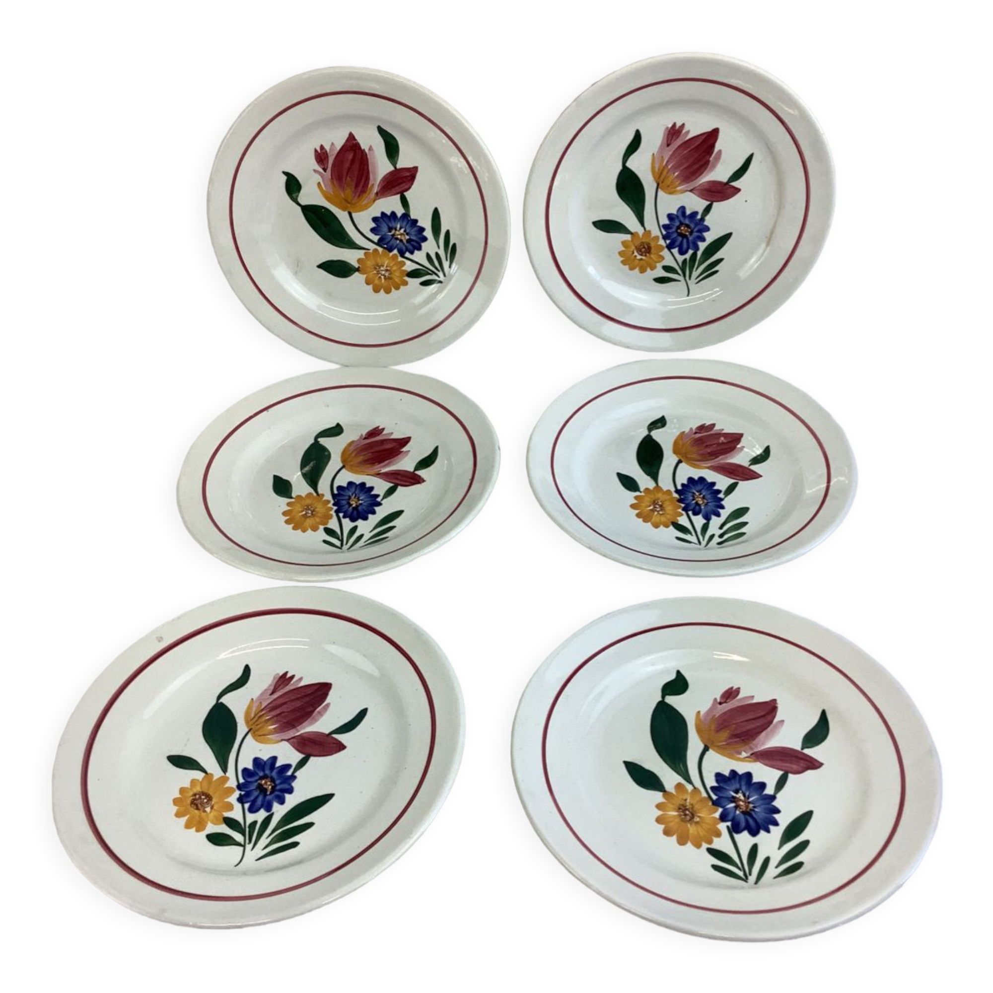6Digoin Sarreguemines dessert plates
