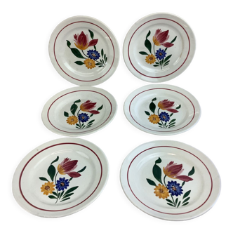 6Digoin Sarreguemines dessert plates