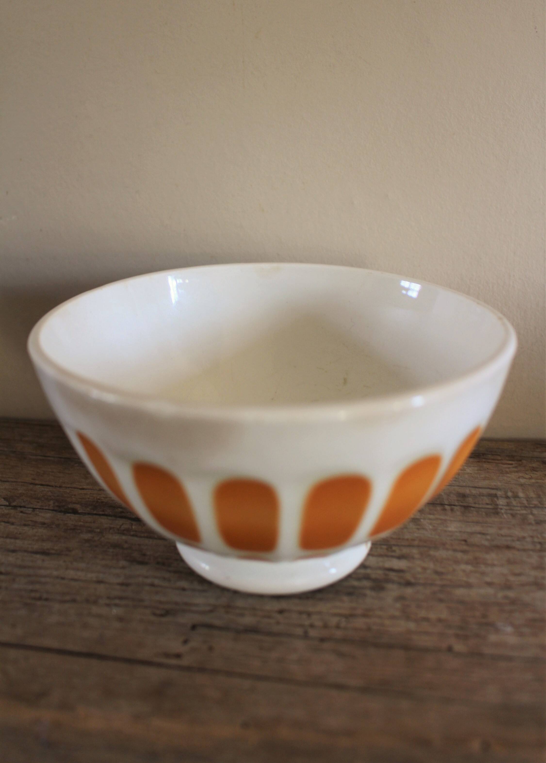 Sarreguemines orange footed bowl from the 70s
