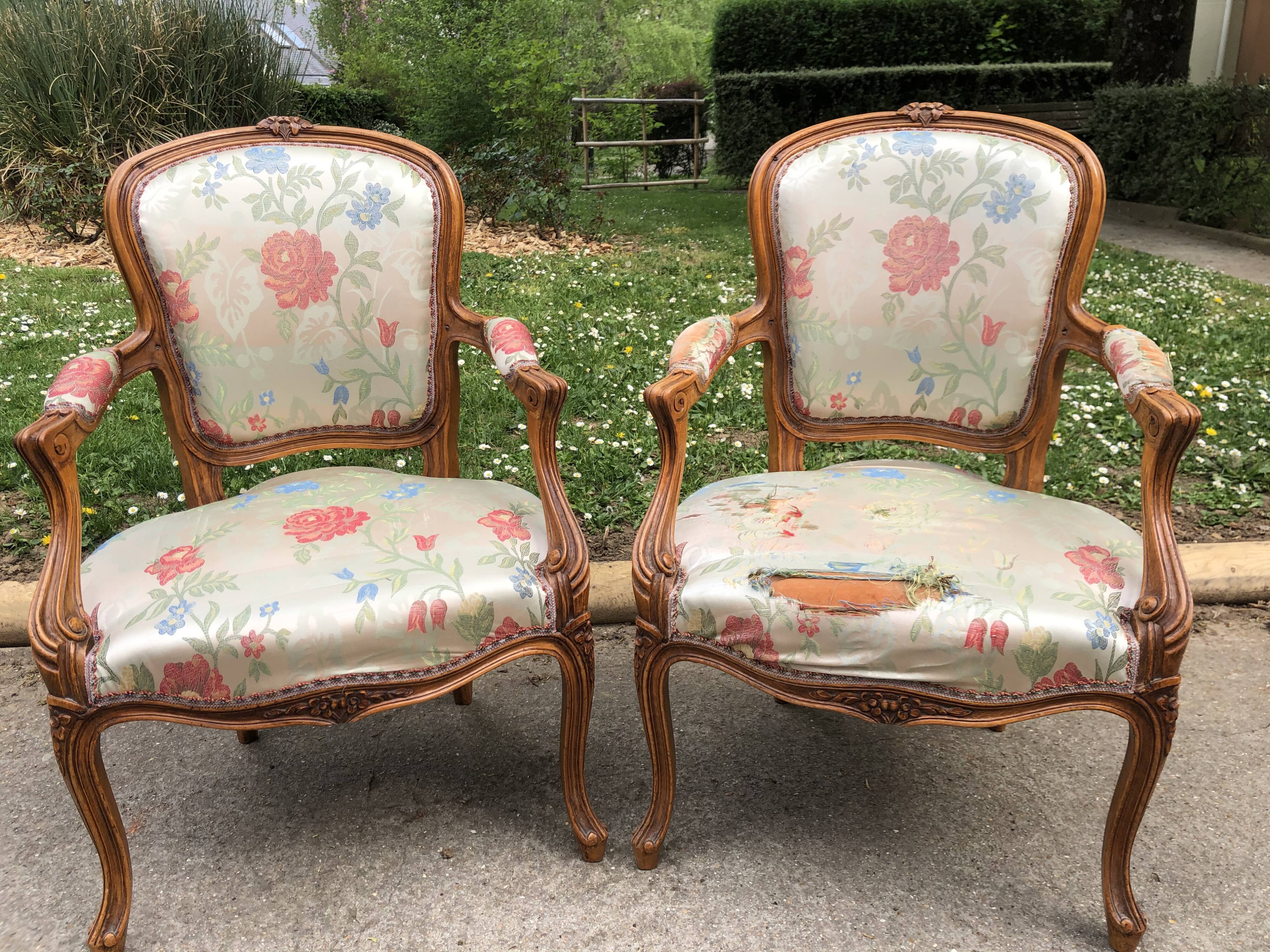 Pair of Louis XV-style armchairs