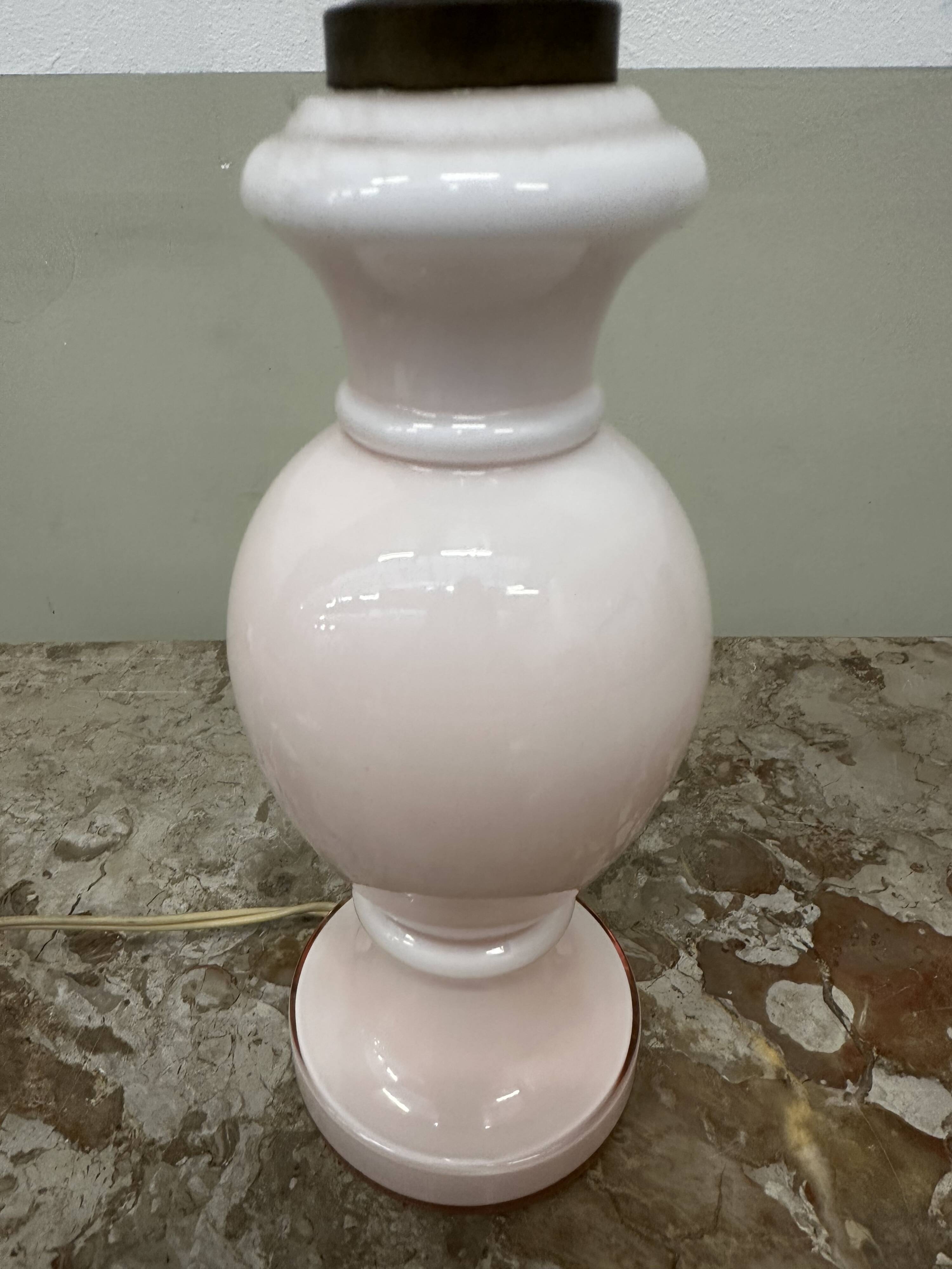 Vintage 70´s Lamp Base in Pink Opaline - H 28 cm - Italy
