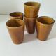 5 vintage caramel glazed stoneware cups, 70s crafts